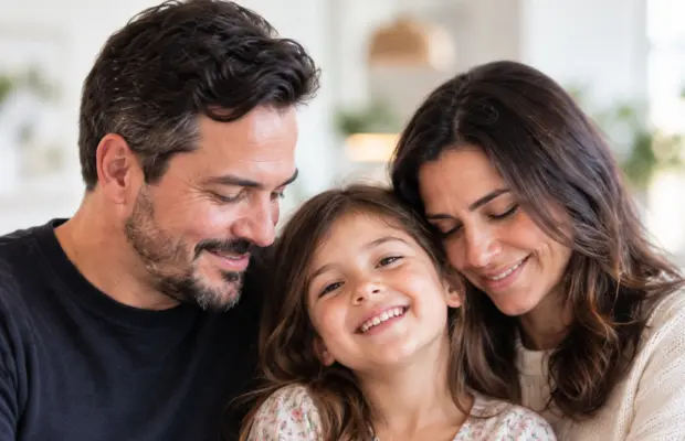 Família reunida representando a jornada de cuidado conectada