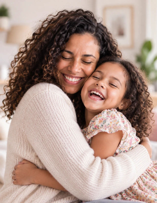 Mãe e filha em momento de conexão