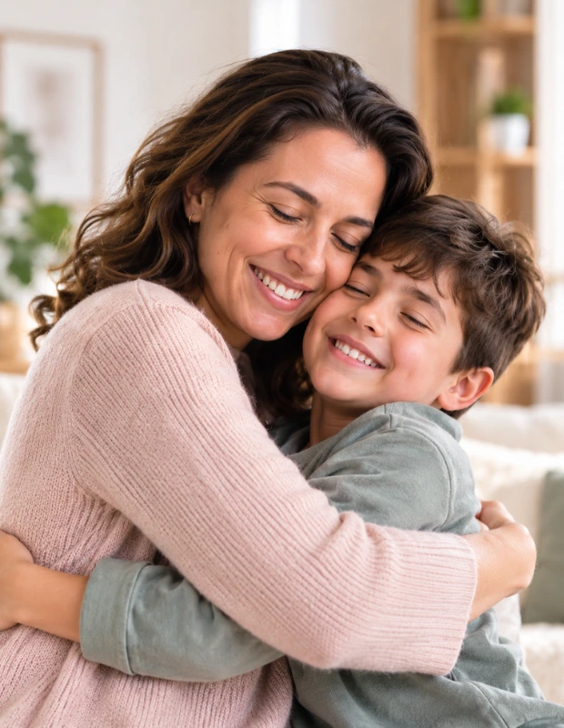 Mãe e filha em momento de acolhimento